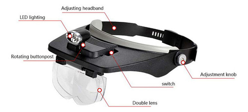 Lupa De Diadema Portátil Con Lámpara Led, Lupa De