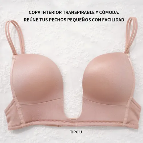 Brasier Bra De Escote Profundo Tipo U sujetador Push up