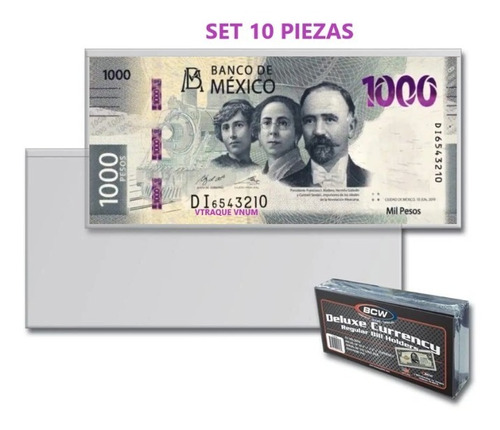 10 Micas Individuales Bcw Billetes Tamaño Estandar Deluxe