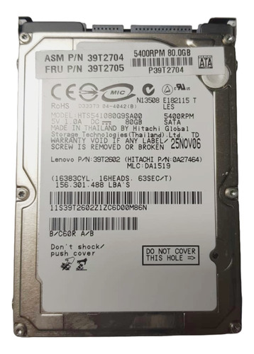 2 Disco Duro Laptop Sata 80gb Usado Varias Marca