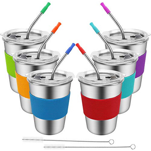 Vasos Para Niños De Acero Inoxidable, Paquete De 6 Vasos Par