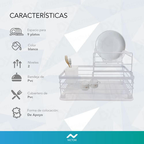 Secaplatos Escurre Platos Nictom Ep04 Cubiertero Blanco