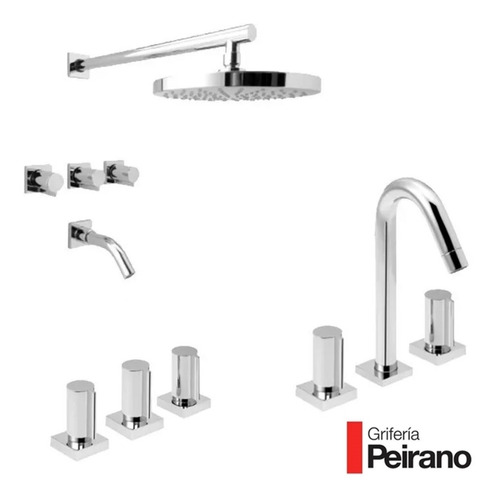 Imagen 1 de 10 de Juego Griferia Peirano Toledo Lavatorio Bidet Ducha Baño