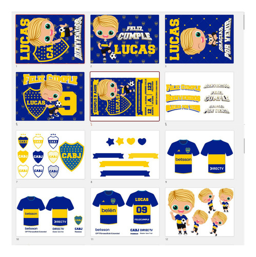 Kit Imprimible Editable De Boca Jr Nene Super Completo