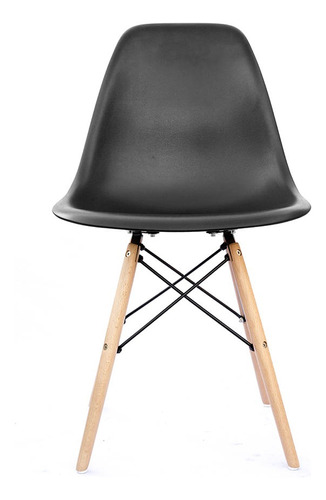 Silla Eames Comedor Blanca Patas Madera- Prestigio Estructura De La Silla Negro Diseño De La Tela Liso