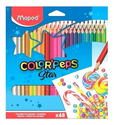 Lapis De Cor Maped Triangular 48 Cores Color Peps Star