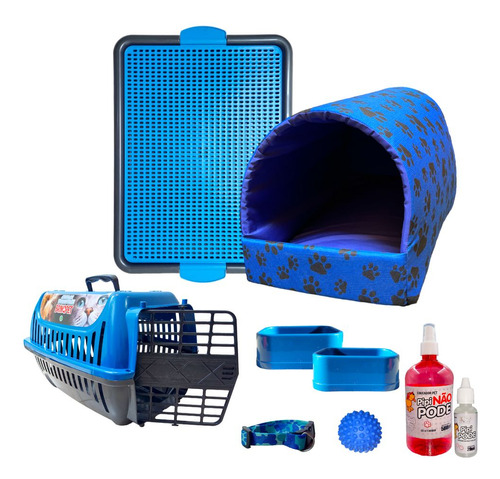 Kit Pet Iglu Cama Confort Sanitário Xixi Sim/não Médio Cor Azul