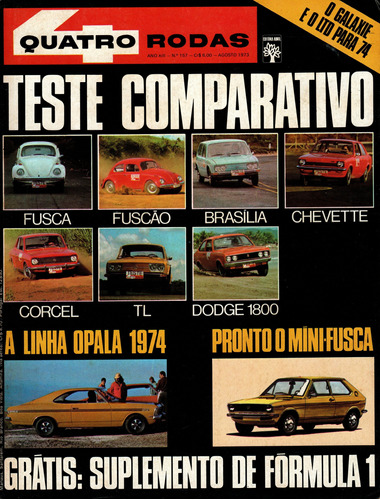 Quatro Rodas Nº157 Fusca Fuscão Brasília Dodge 1800 Tl Opala