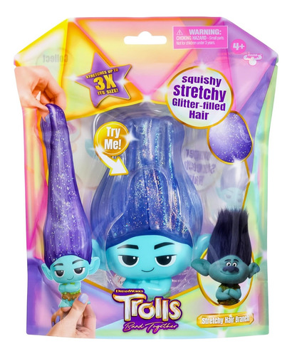 Figura Gojitsu Trolls Branch Pelo Glitter Estirable