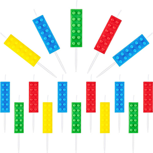 16 Velas De Bloque De Constructución De Ladrillo Para Pastel