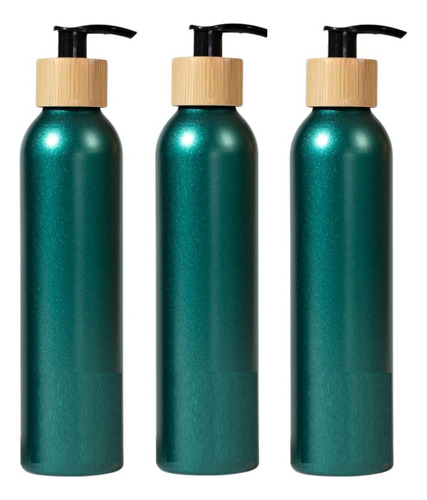  3 Dispensadores Aluminio Menta Jabón, Shampoo 250ml