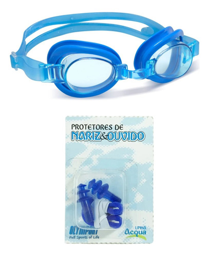 Kit Óculos De Natação Vollo Classic Jr + Acessórios Protetor