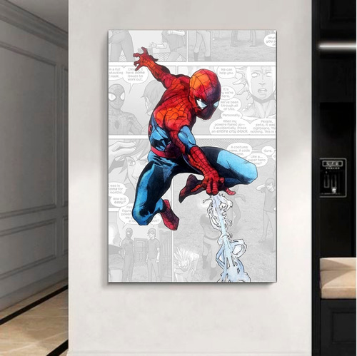 Cuadro Decorativo Spiderman Fondo Comic Diseño Canvas 50x75