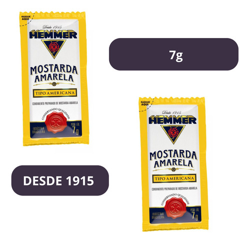 Mostarda Amarela Kit Caixa Com 190 Sachês 7g Hemmer