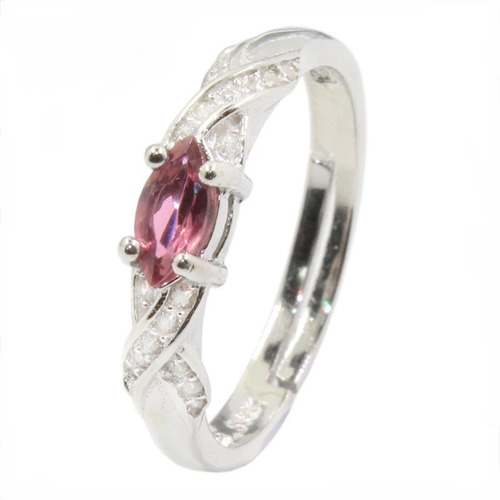 Anillo Turmalina Rosa En Plata De Ley 925 Chapado Platino