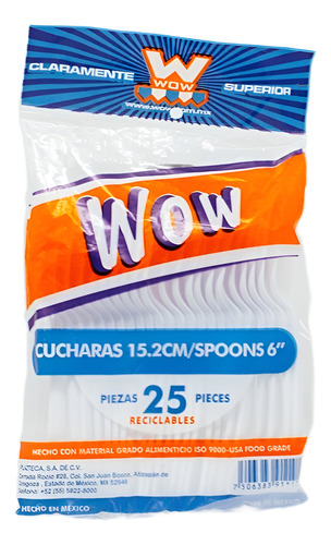 Cubiertos Medianos Wow Alto:15.5cm Reciclables 100pz 4/25