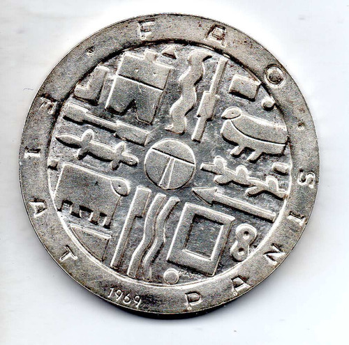 1000 Pesos Uruguay 1969 Moneda Conmemorativa Fao Plata 900 (Usado)