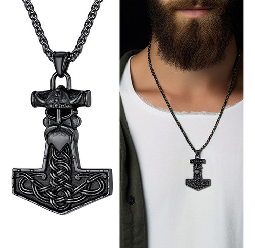 Collar Con Dije De Martillo De Thor Para Hombre