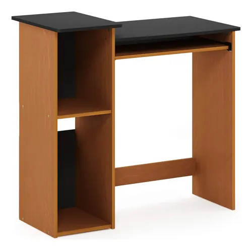 Scrivania Per Computer Furinno Econ - Design Semplice, Legno Composito, Colore Ciliegia/Nero