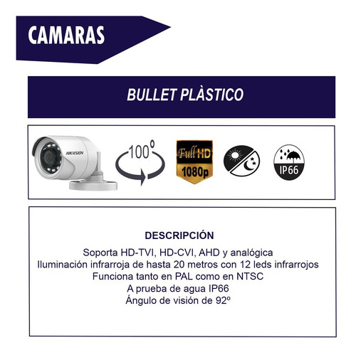 Imagen 2 de 8 de Camara Seguridad Hikvision Full Hd 1080p 2mp Infrarroja 16d0t Ipf
