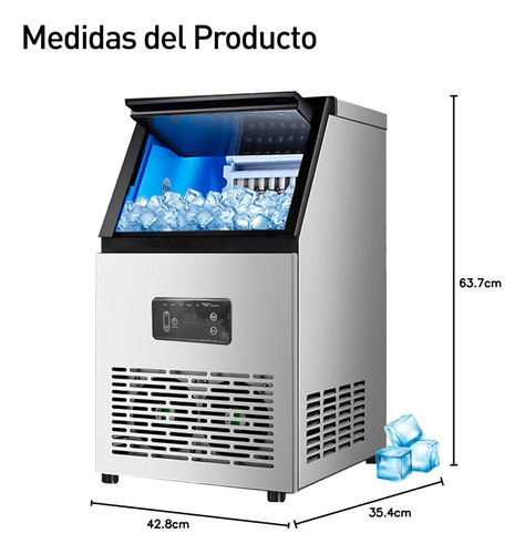 Maquina Para Hacer Hielo Con Pantalla Led Capacidad 50 Kg Color Plateado