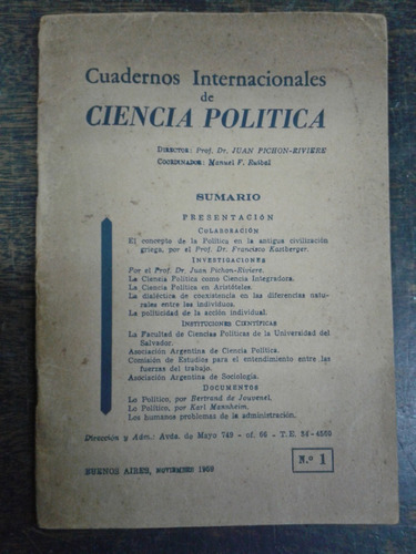 Cuadernos Internacionales De Ciencia Politica Nº1 * 1959 *