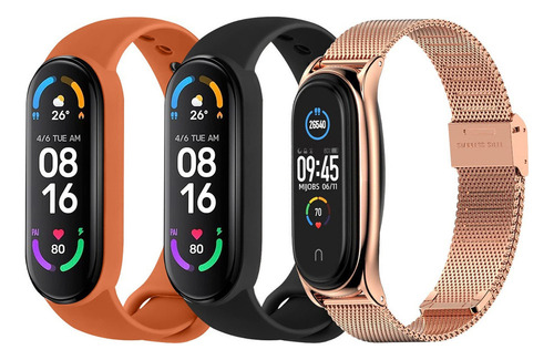 Correa Acero Inoxidable Para Xiaomi Mi Band 7 Pulsera 3 Pzs