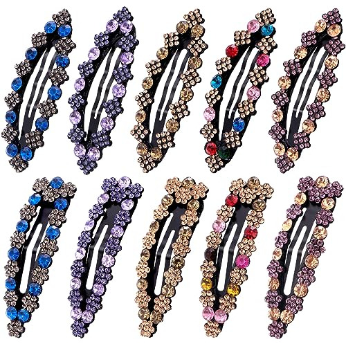 Oiiki Rhinestone Snap Hair Clips For Women 10pcs, 31bnk