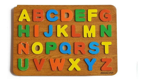 Juego De Encastre Letras Abecedario Madera Didáctico Motrici