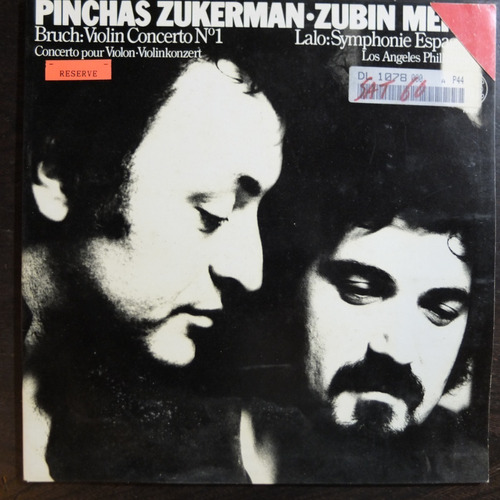 Vinilo Pinchas Zukerman Bruch: Violin Concerte N°1 Lalo Sinf