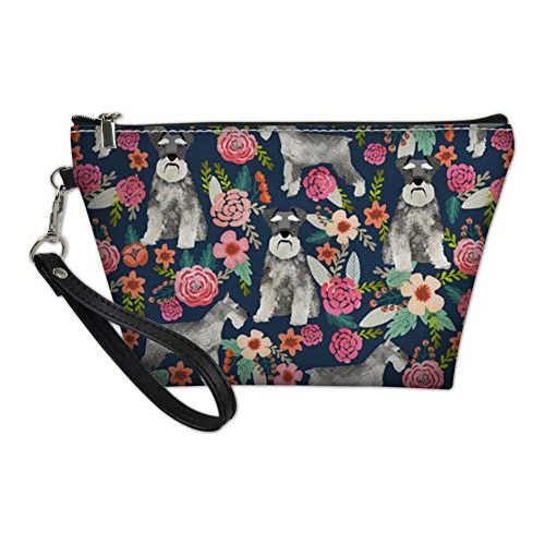 Mumeson Floral Schnauzer Pattern Trapezoid Make Up Bags Clut