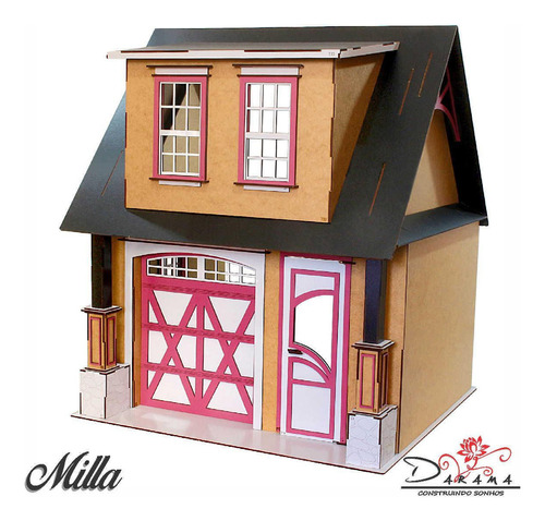 Casa Bonecas Escala Barbie Com Garagem Milla Eco Darama