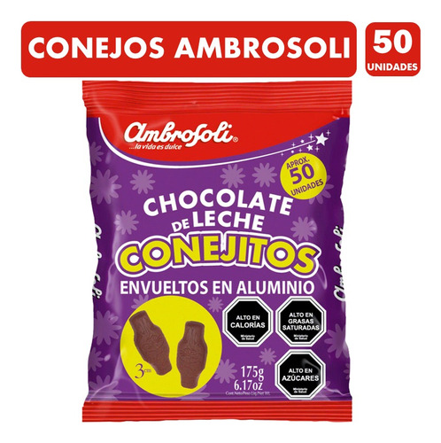 Conejitos De Chocolate Ambrosoli - Pascua (bolsa Con 50 Uni)