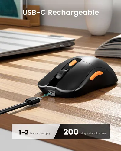 Mouse Inalámbrico Recargable Usb C Dual Indetectable Em15