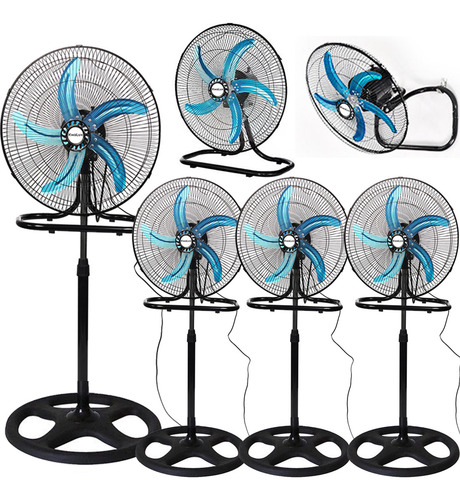 4 Pzs Kwalux Ventilador 3 En 1 De Pie Pared Piso Casa 18 Pulgadas Estructura Negro Diámetro 18