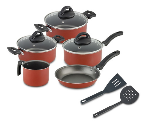 Conjunto De Panelas Antiaderentes Vermelho 7 Peças Begônia