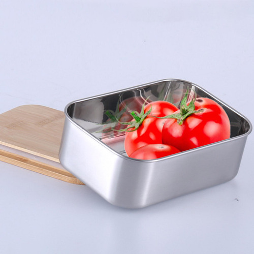 Fiambrera Hermética Apilable Con Tapa De Bambú,