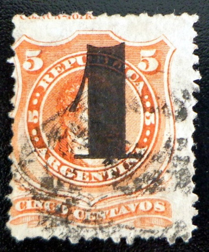 Argentina Sello Gj 45 Rivadavia 1c Provisorio 77 Usado L8500