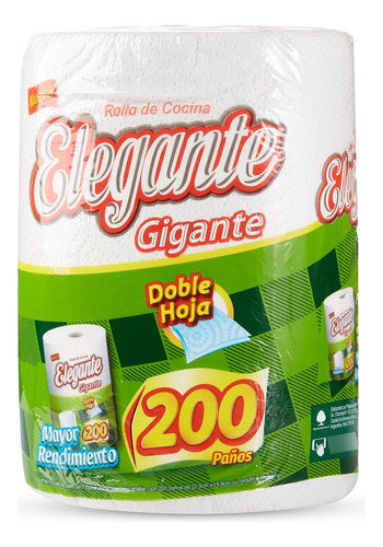 Papel Cocina Elegante D/hoja Premium (200 Paños) X 24 Rollos