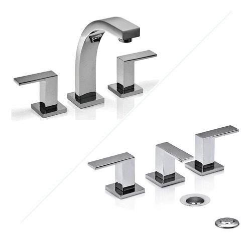 Combo Piazza Level Griferia Baño Lavatorio + Bidet Ceramico