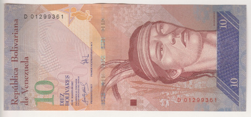 Billete Venezuela 10 Bolívares Marzo 2007 D8 Unc 1ra Emisión