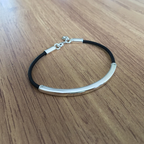 Imagen 5 de 10 de Pulsera Piel Negra Y Plata .925 Para Hombre Agálea Joyería