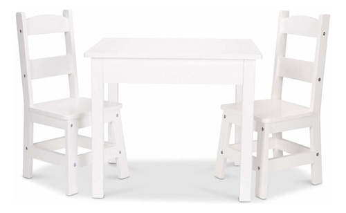 Melissa & Doug Mesa Y Sillas De Madera, Color Blanco