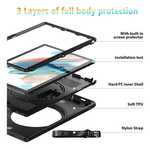 Bn Funda Para Galaxy Tab A8 10.5 Niños Anticaída Correa
