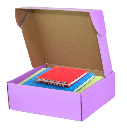 Caja De Carton Envios 28x25x10cm Morado 15 Pzs