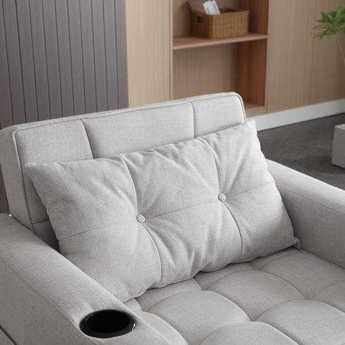 Sillón Convertible 99 Cm Sofá Cama Individual 3 En 1 Lino Bl