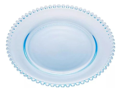 Prato Raso De Mesa Cristal Chumbo Pearl Perolas Bolinha Cor Azul-claro