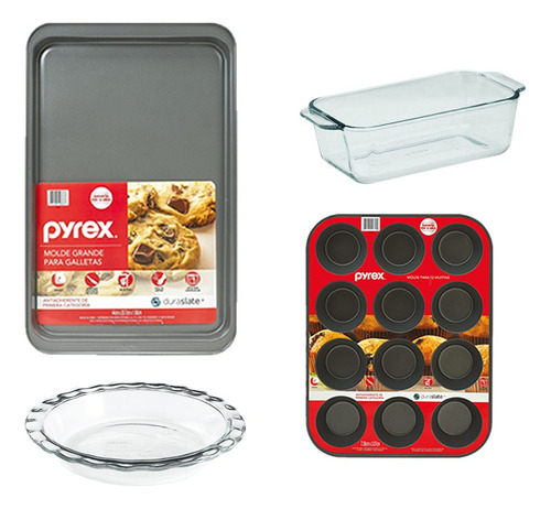 Set De Reposteria Teflon X4 Pz Bakers Secret Pyrex Teflon 