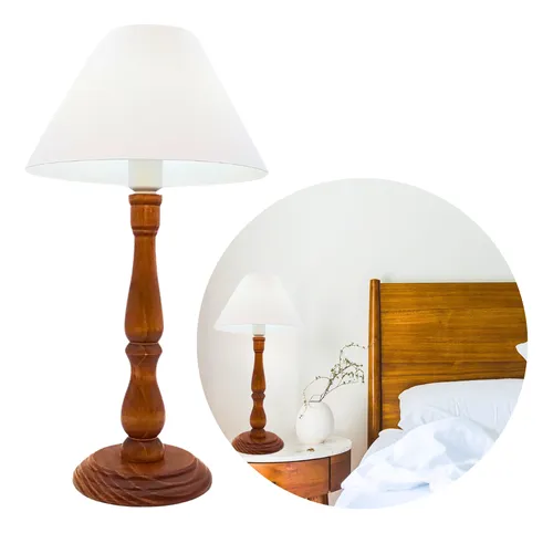 comprar Abajur De Mesa Para Quarto De Casal Base Em Madeira Torneado