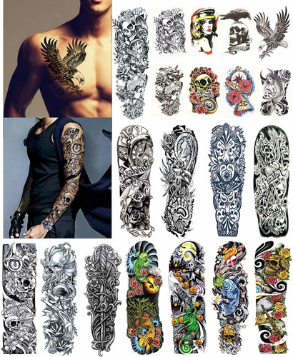 Dalin Extra Large Tatuajes Temporales Brazo Completo Y Medio